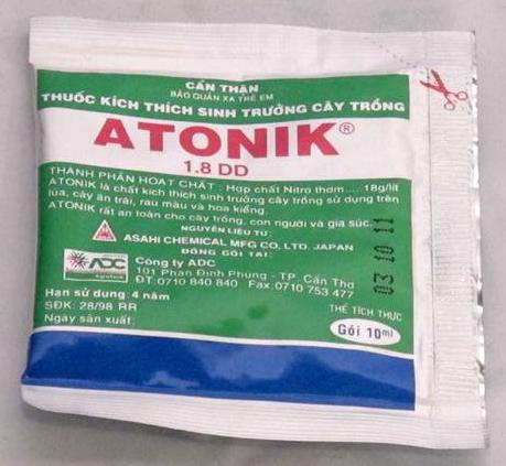Atonik- trong thành phần có chứa chất điều hòa sinh trưởng- kích thích sự sinh trưởng