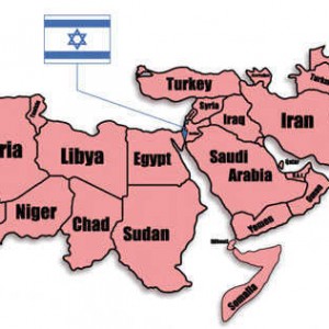 Israel nằm "kẹp" giữa các quốc gia Ả Rập
